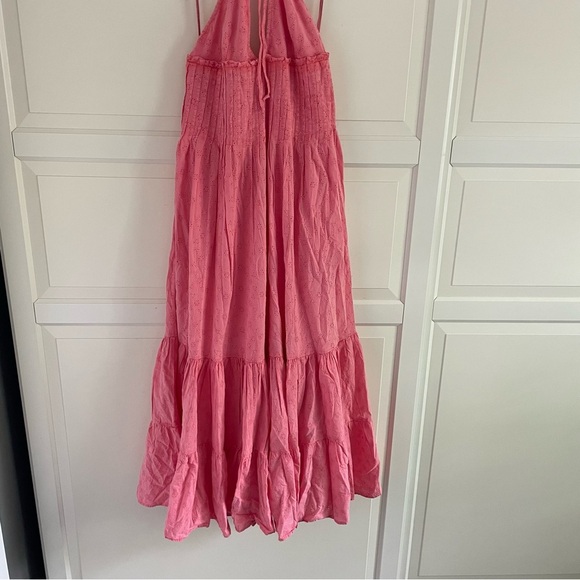 New! Free People Pintuck Paradise Eyelet Tiered Halter Maxi Dress 20965 - Picture 6 of 12